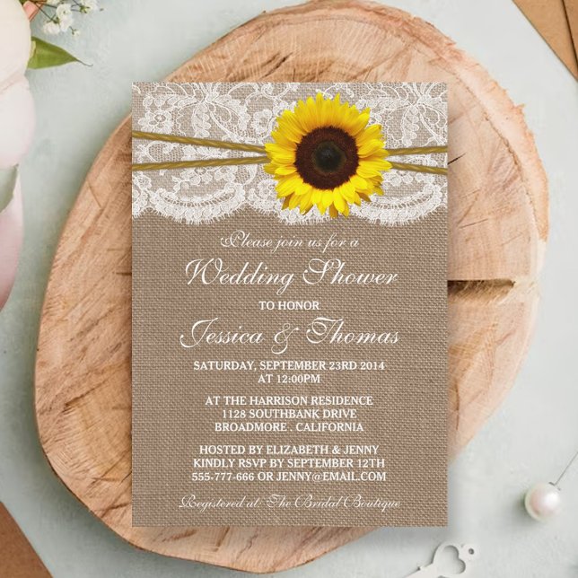 Invitación Girasol Rústico En La Ducha De Burlap Y Boda De La (Subido por el creador)