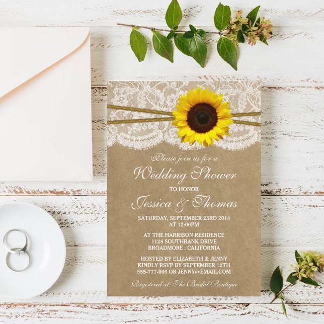 Invitación Girasol Rústico En La Ducha De La Boda De Kraft &  (Subido por el creador)