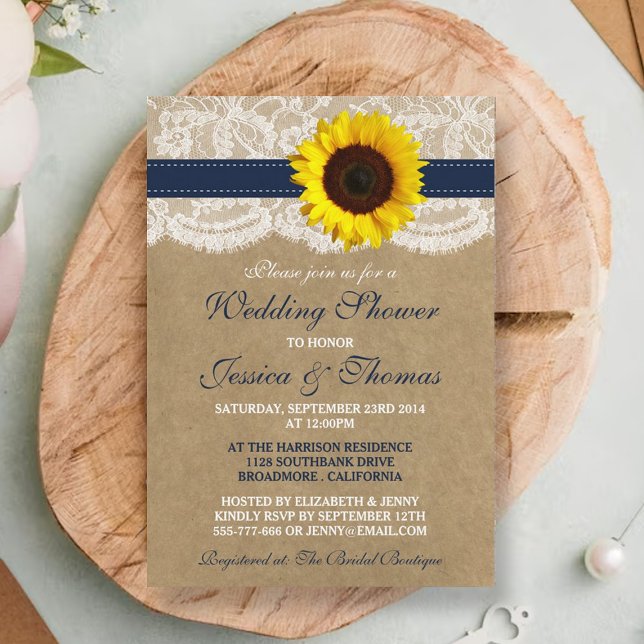 Invitación Girasol Rústico En La Ducha De La Boda De Kraft &  (Subido por el creador)