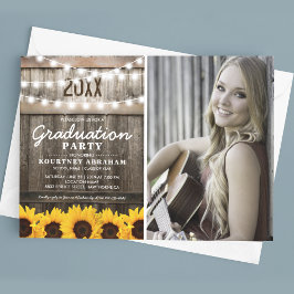 Invitación Girasol Rústico Foto Clase de Graduados 2026