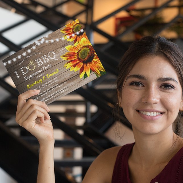 Invitación Girasol Rústico 'I Do BBQ' | Fiesta de Compromiso (Subido por el creador)
