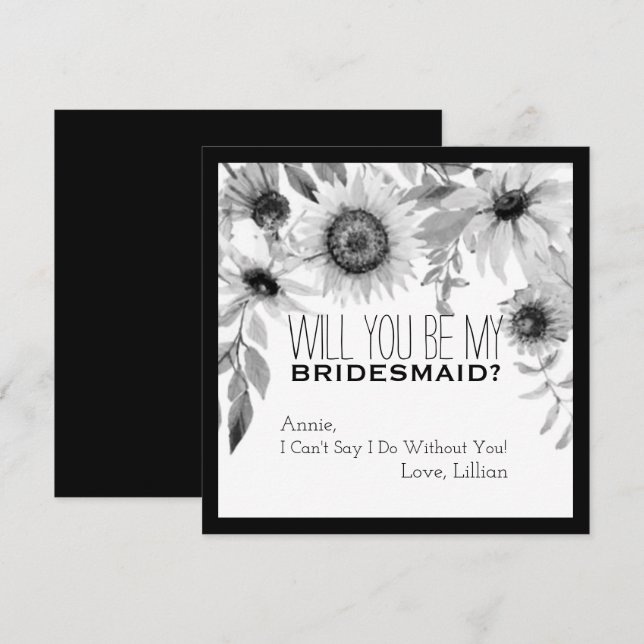 Invitación Girasol Rústico Serás Mi Novia (Anverso / Reverso)