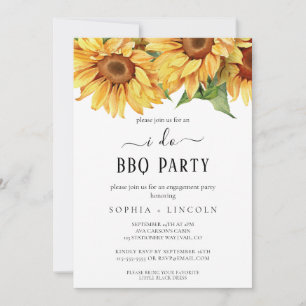 Invitación Girasol Rústico "Te Quiero a la Parrilla" Fiesta d