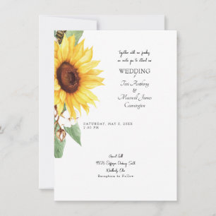 Invitación Girasol simple junto con nuestras familias Invita