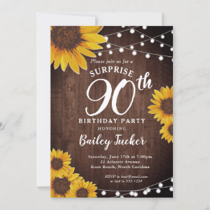 Invitación Girasol y luces rusticas sorprenden el cumpleaños