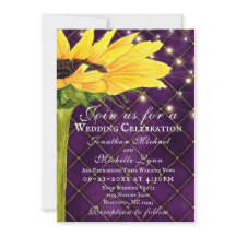 Girasol y luces sobre todo morado en un Boda