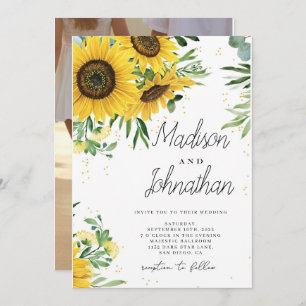 Invitación Girasol y Rosas Boda Azul de la Marina Roja Borgoñ