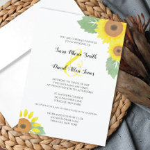 Girasoles Acuarela Floral Amarillo Soleado Boda
