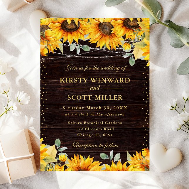Invitación Girasoles Acuarela Rústica Boda (Subido por el creador)