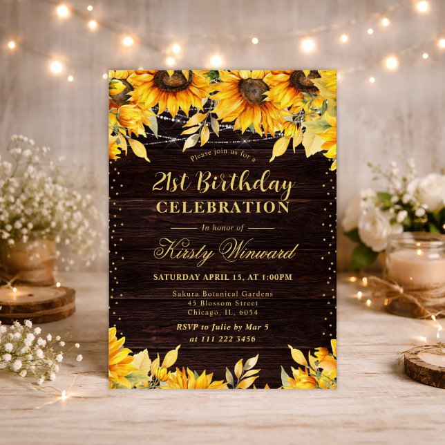 Invitación Girasoles Acuarela Rústica Cumpleaños (Subido por el creador)