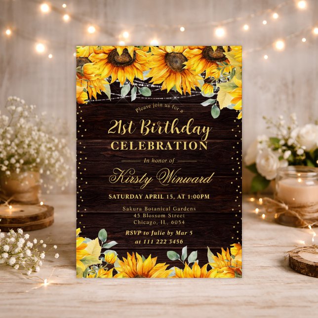 Invitación Girasoles Acuarela Rústica Cumpleaños (Subido por el creador)