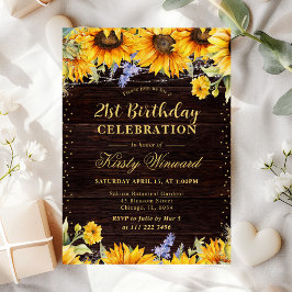 Invitación Girasoles Acuarela Rústica Cumpleaños