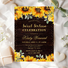 Invitación Girasoles Acuarela Rústica Dulces 16