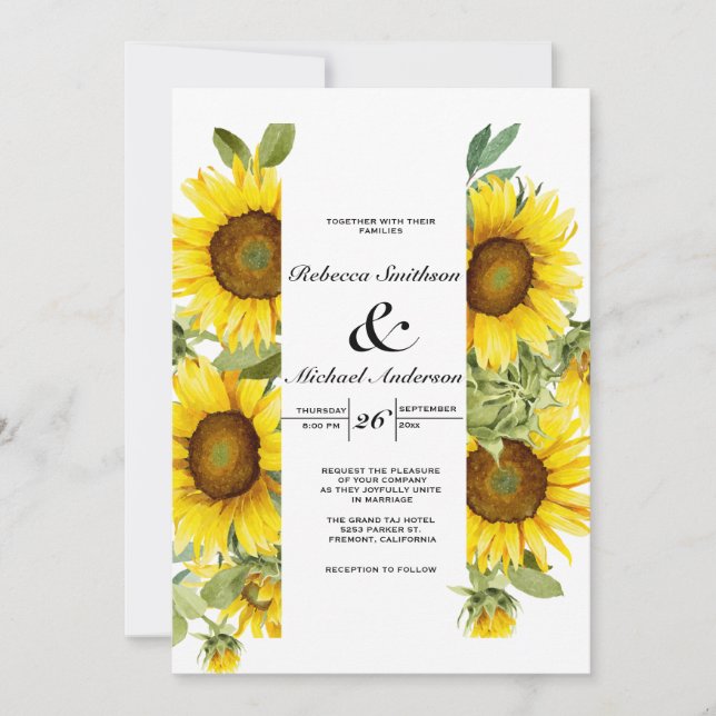 Invitación girasoles acuáticos florales (Anverso)
