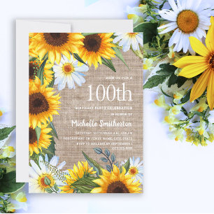 Invitación Girasoles Amarillos Margaritas Blancas Cumpleaños 