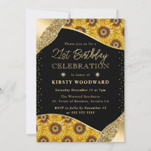 Invitación Girasoles Amarillos Mosaico Cumpleaños 21
