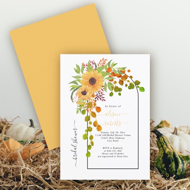 Invitación girasoles amarillos y ducha de novia archienemigo  (Subido por el creador)