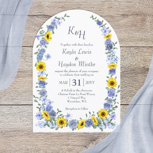 Invitación Girasoles Arcos de Boda del Jardín de Rosas Azules