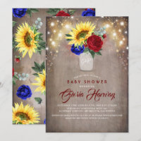 Girasoles - Baby Shower azul de la Marina y Borgoñ