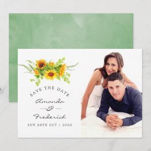 Invitación Girasoles Bohemios al Acuarela para Boda Save the 