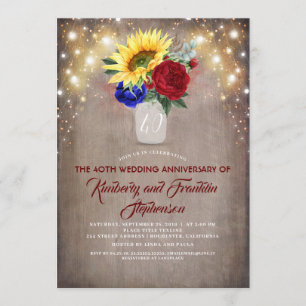 Invitación Girasoles Borgoña y aniversario de Boda de la Mari