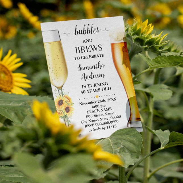 Invitación Girasoles Burbujas y cerveza antes de hacer boda (Subido por el creador)