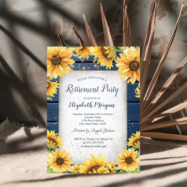 Invitación Girasoles, cadenas iluminan la jubilación de la ma (Subido por el creador)