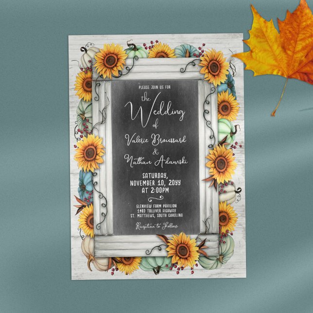 Invitación Girasoles Calabaza Rústico País Otoño Boda Granja (Subido por el creador)