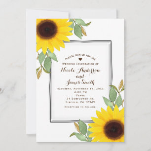 Invitación Girasoles Chic Boda de Novia Blanco