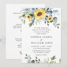 Invitación Girasoles De Acuarela Elegantes Boda De Eucalipto