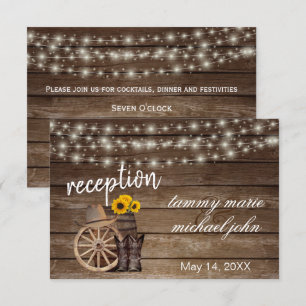 Invitación Girasoles de barril de madera de campo - Recepción