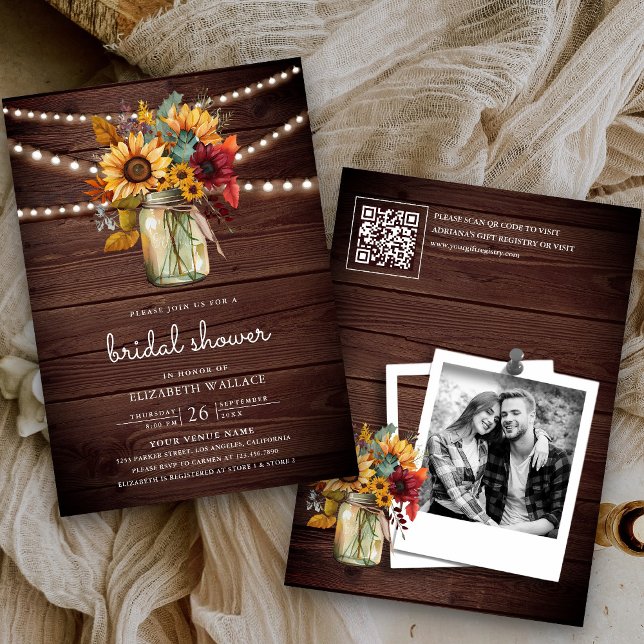 Invitación Girasoles de Borgoña Código QR Despedida de Solter (Subido por el creador)