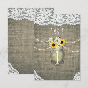 Invitación Girasoles de encaje de arpillera Margaritas Número