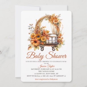 Invitación Girasoles de otoño en la cunita Shower para niña r