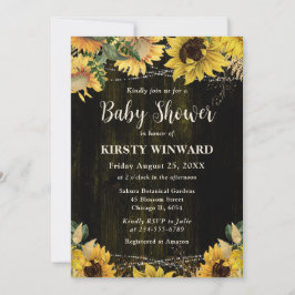 Invitación Girasoles de Otoño Rústicos Luces de Madera Baby S