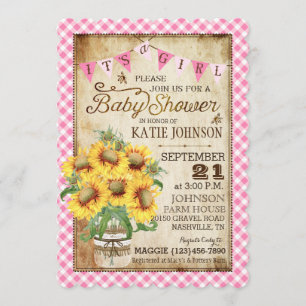 Invitación Girasoles del país y control Baby Shower de la