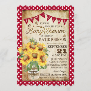 Invitación Girasoles del país y control Baby Shower de la