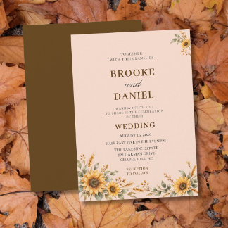 Invitación Girasoles Dorados Trigo Boda