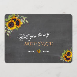 Invitación Girasoles Elegantes con Tiza ¿Serás Mi Dama de Hon
