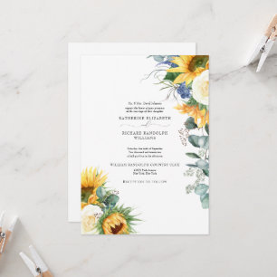 Invitación Girasoles Elegantes Florales Boda
