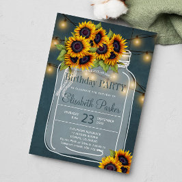 Invitación Girasoles en pizarra en tarro de mason para fiesta