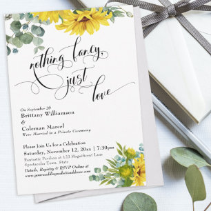 Invitación Girasoles Eucalipto Tipografía Elegante Recepción