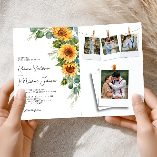 Invitación Girasoles Eucalipto Todo en un Código QR de Boda (Subido por el creador)