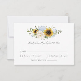 Invitación Girasoles Flores Azules Polvorientas RSVP Boda Rús