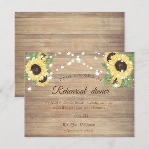 Invitación Girasoles, Luces de Cadenas, Cena de Ensayo de Mad