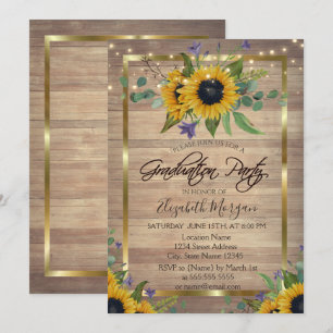 Invitación Girasoles, luces, fiesta de graduación floral de m