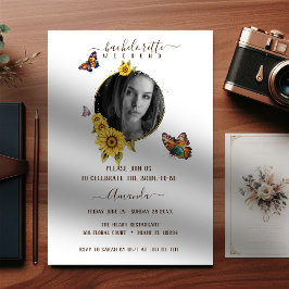 Invitación Girasoles Mariposa Elegante Semana de Soltera