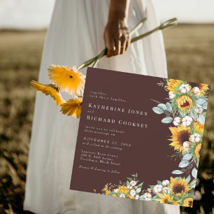 Invitación Girasoles Marrones de Otoño Moderno Sin Padres Bod