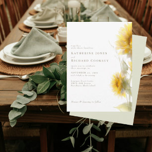 Invitación Girasoles Modernos A La Acuarela Amarillos II