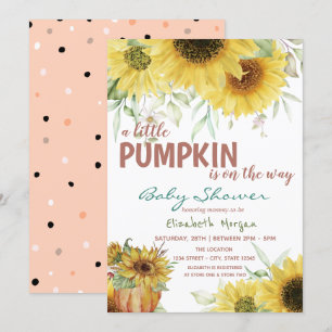 Invitación Girasoles Pequeño Calabacín,Baby Shower de Puntos